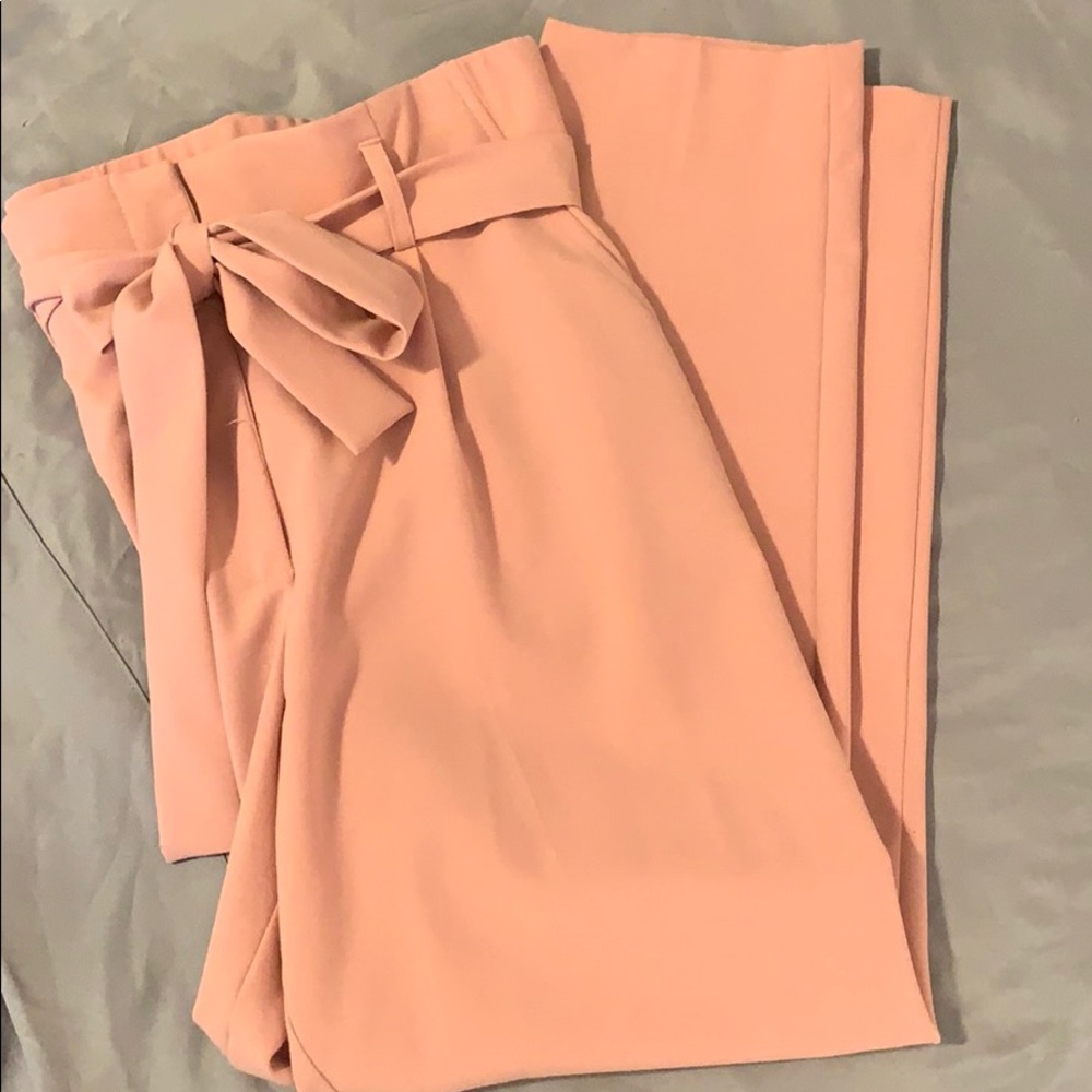 Cropped, Ruffled Waist Slacks